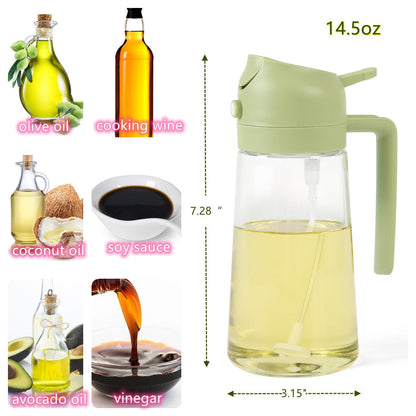 Oil Sprayer + Pouring Bottle for Cooking(14.5oz/430ml)