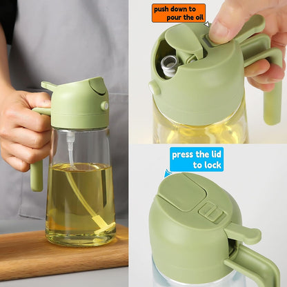 Oil Sprayer + Pouring Bottle for Cooking(14.5oz/430ml)