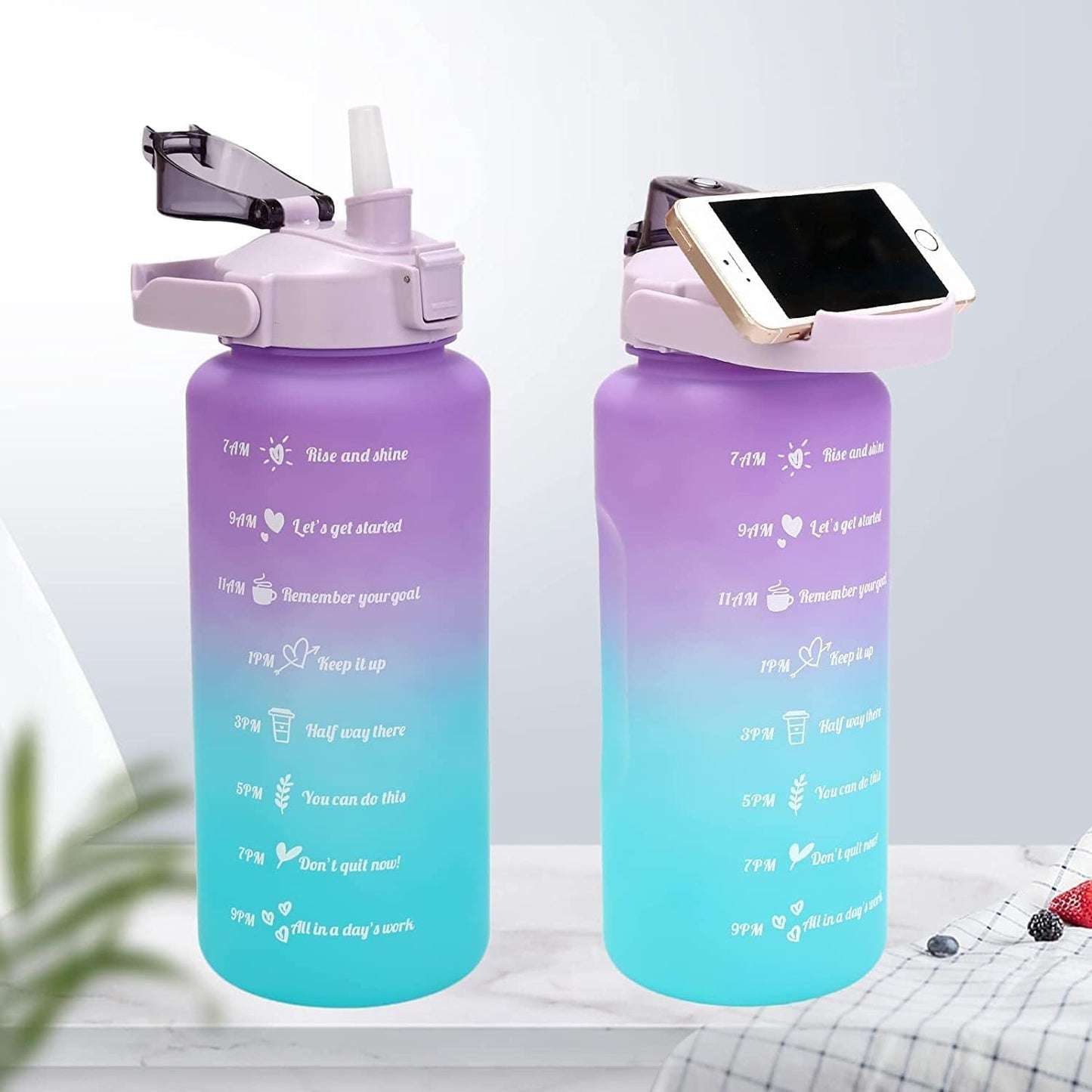 Set of 3 Water Bottle with Motivational Time Marker