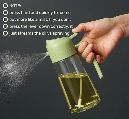 Oil Sprayer + Pouring Bottle for Cooking(14.5oz/430ml)