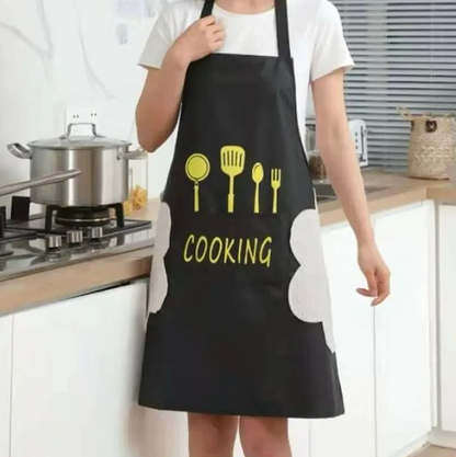 Waterproof Kitchen aprons with Pocket and Hand Wiping Area