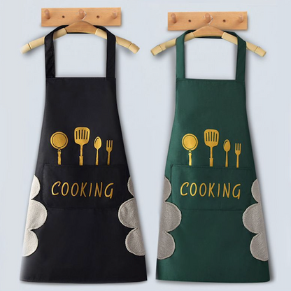 Waterproof Kitchen aprons with Pocket and Hand Wiping Area